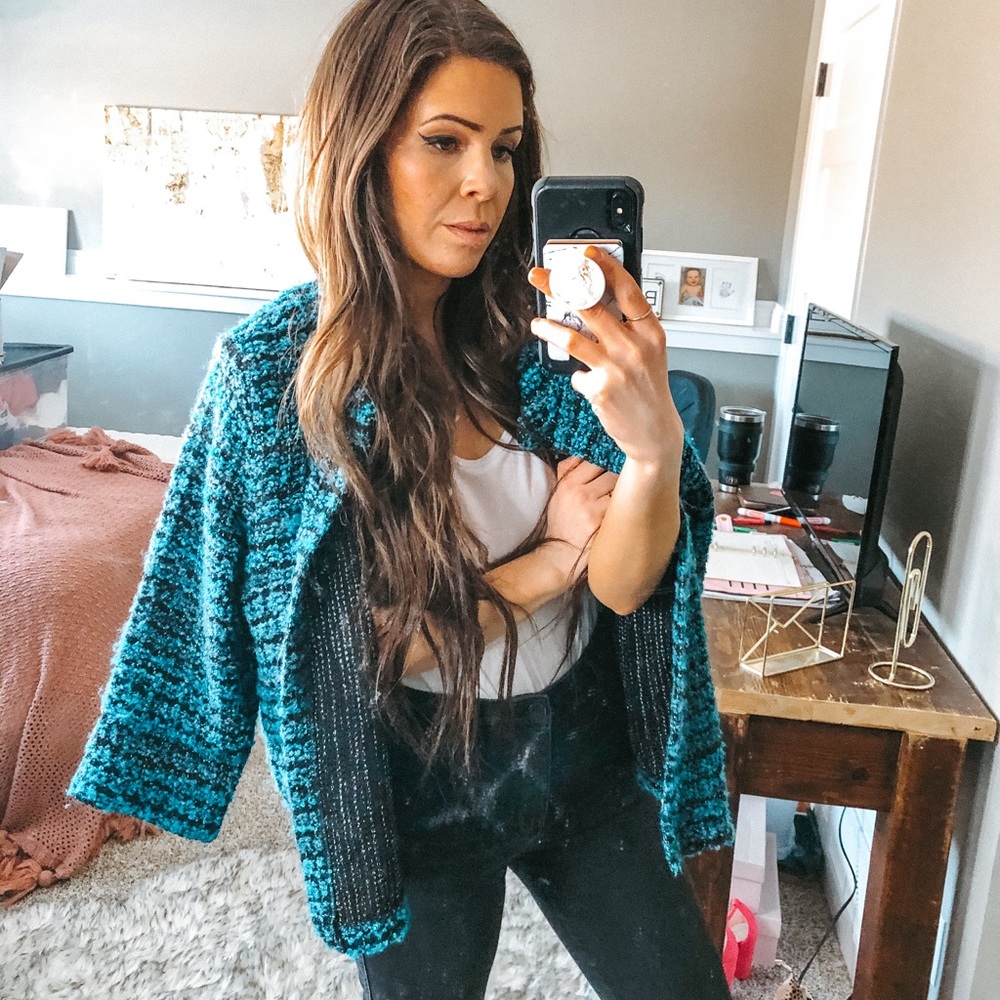 Apt 9 Tweed Chanel Style Coat Chunky Knit AB